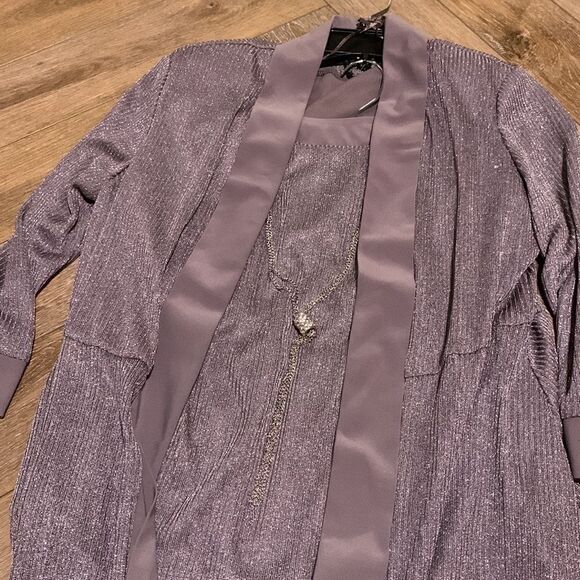 NWT R&M Richards Faux Two-Piece Pant Set with Metallic Details - Picture 8 of 12